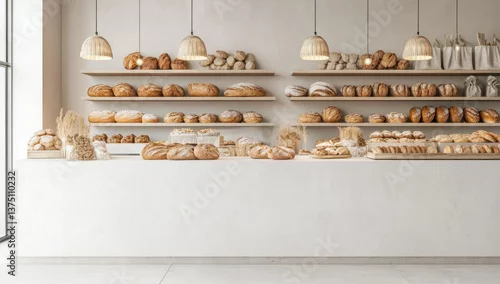 Panel kuchenny z motywem Artisan Bakery Interior: A Delightful Display of Freshly Baked Breads and Pastries