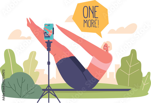 Fitness blogger streaming yoga video