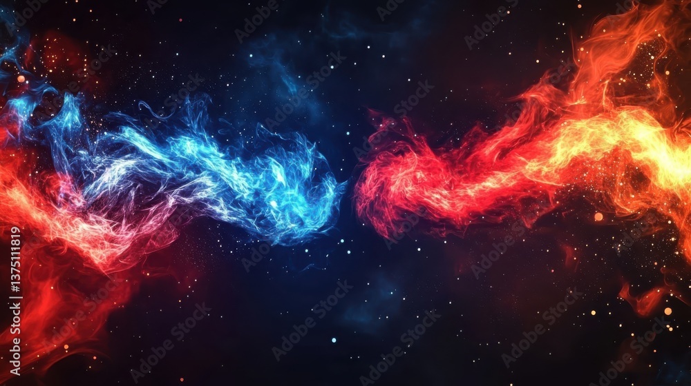 Versus background design in abstract style. banner Announcement of two fighters. Blue cold VS red fire. Competition vs match game, martial battle vs sport. Versus background design in abstract style. banner Announcement of two fighters. Blue cold VS red fire. Competition vs match game, martial battle vs sport.