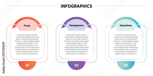 Business flow infographic template. 3 Step flow journey. Process diagram, 3 options on white background, Infographics elements vector illustration.