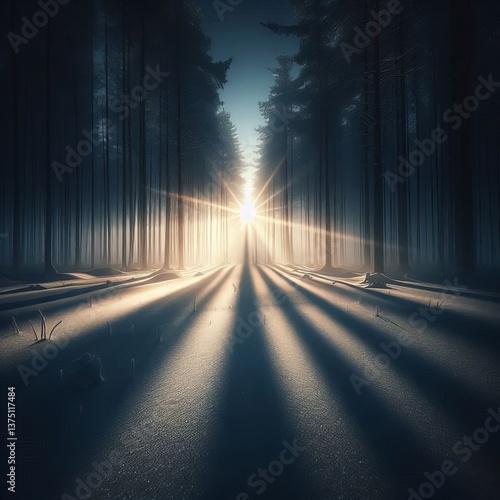 Distant Light Shimmer The sun is low on the horizon casting a lo