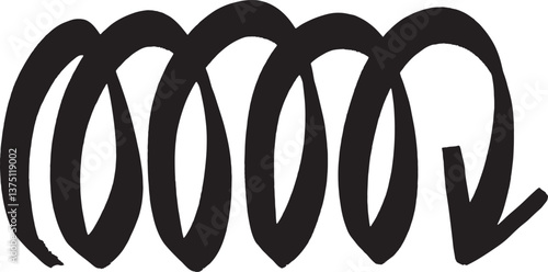 spiral coil or wave arrow symbol on a white background. Vector illustration. 

