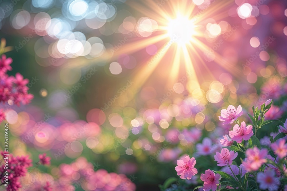 Enchanting Bokeh Background of Colorful Garden Flowers Under Bright Summer Sunlight Enchanting Bokeh Background of Colorful Garden Flowers Under Bright Summer Sunlight