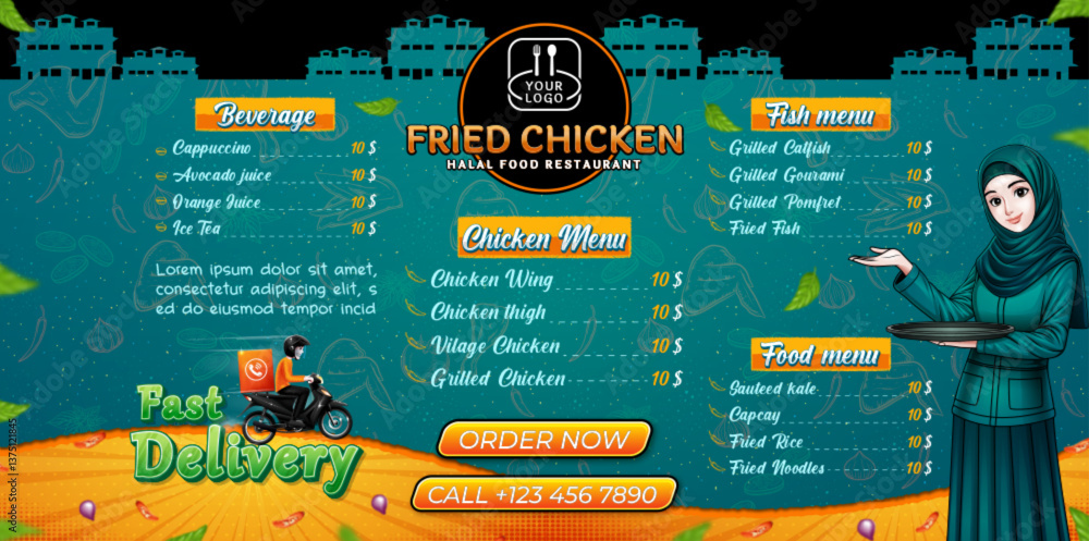 Fototapeta premium Banner Template for Restaurant promotion