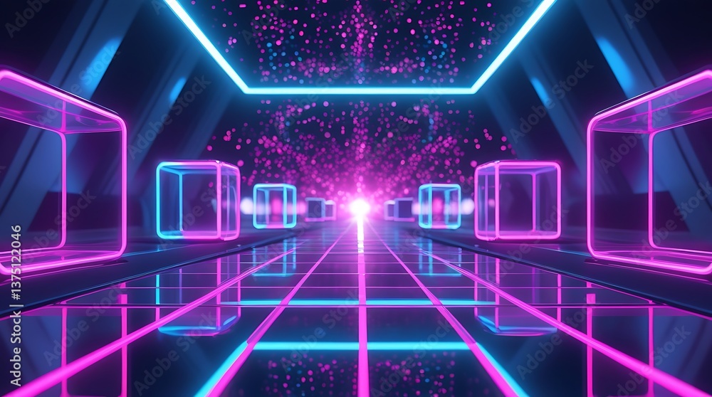 A vibrant depiction of a digital world with luminous cubes and abstract neon structures, representing technology, data networks, and the virtual future of connectivity.
A vibrant depiction of a digital world with luminous cubes and abstract neon structures, representing technology, data networks, and the virtual future of connectivity.