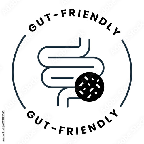 Gut-Friendly Icon. Certified Digestive Health Support and Wellness Product Badge