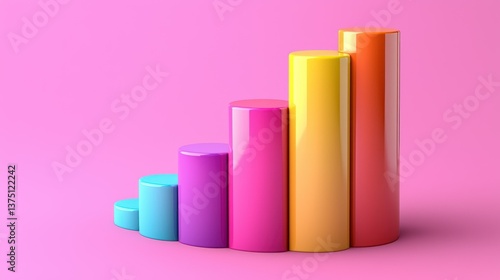 Colorful Cylinders Ascending on Pink Background: A Visual Representation of Growth and Success Free Download Colorful Cylinders Ascending on Pink Background: A Visual Representation of Growth and Success - GFXLoad
