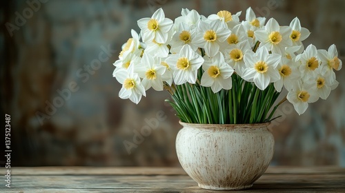 Wallpaper Mural Elegant Bouquet of White Daffodils in a Rustic Pot Torontodigital.ca
