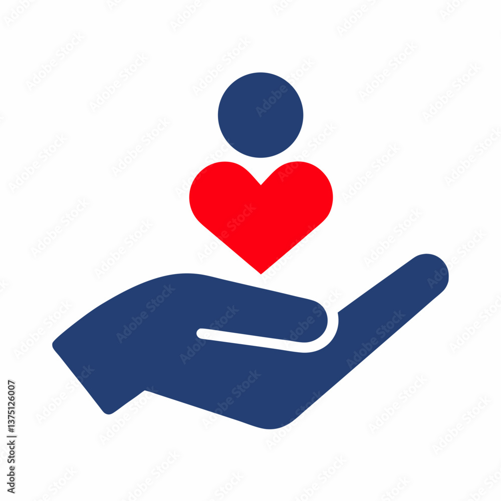 Caring Hand and Heart Symbol vector Design. Caring Hand and Heart Symbol vector Design.