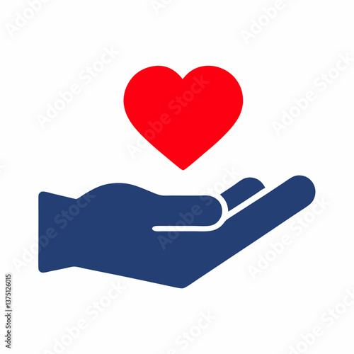 Caring Hand and Heart Symbol vector Design.