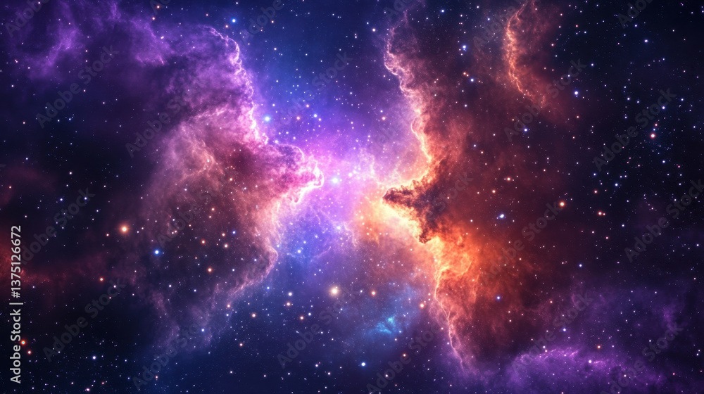 Colorful Cosmic Clouds in Deep Space with Bright Starry Background Colorful Cosmic Clouds in Deep Space with Bright Starry Background