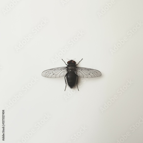 Obraz na płótnie A fly perched on a white wall. 