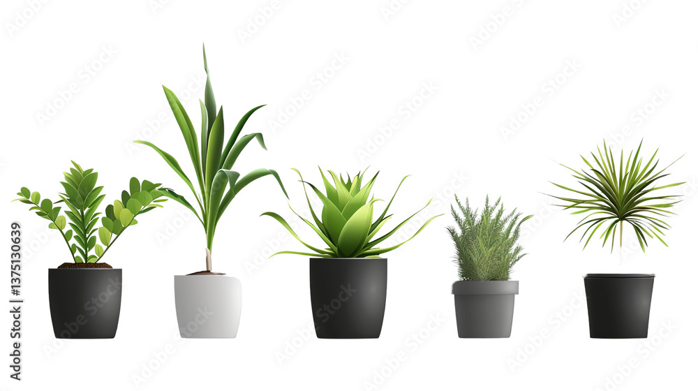 Line Up of House Plants: A meticulously curated collection of various indoor plants in simple pots, creating a serene tableau of verdant life, adding freshness and a natural aesthetic. Line Up of House Plants: A meticulously curated collection of various indoor plants in simple pots, creating a serene tableau of verdant life, adding freshness and a natural aesthetic.