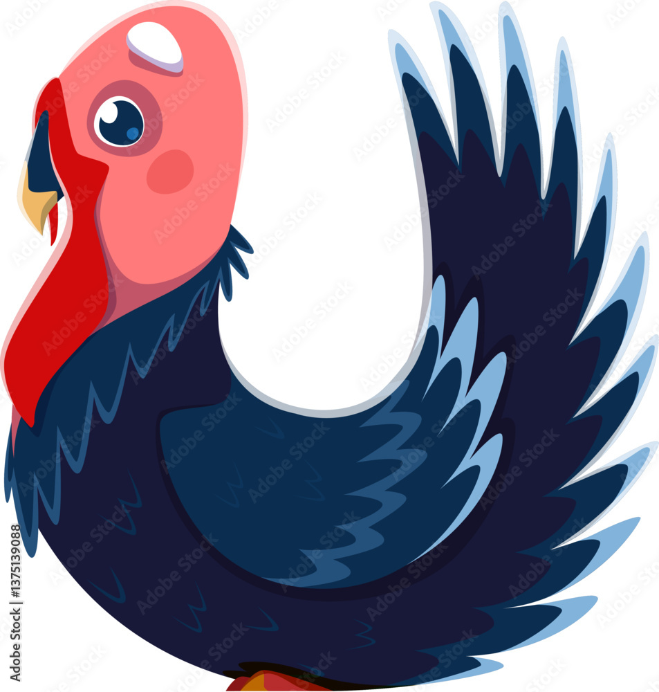 Fototapeta premium Farm font type, cartoon funny turkey bird typeface, vector English alphabet. Farm font letter U in shape of turkey or farmer poultry bird, agriculture and farm coop type for kids funny alphabet