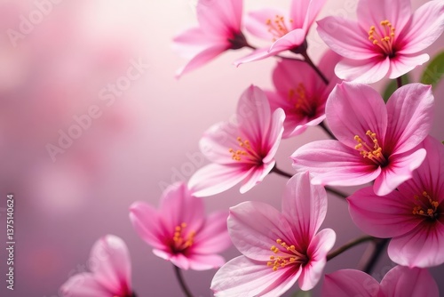 Delicate fuchsia flowers in a soft repeating pattern , floral pattern, botanical