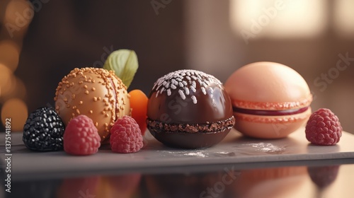 petit four trio truffle macaron