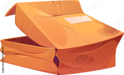 Damaged and crumpled delivery cardboard box cartoon. Damaged crushed paper box cartoon, broken crumpled isolated vector delivery container. Ripped wet shipping parcel or destroyed dirty cargo package