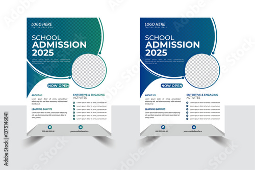 kids school admission flyer template. Flyer brochure cover template for Kids back to school education admission layout design. Creative and modern kids admission education poster, brochure