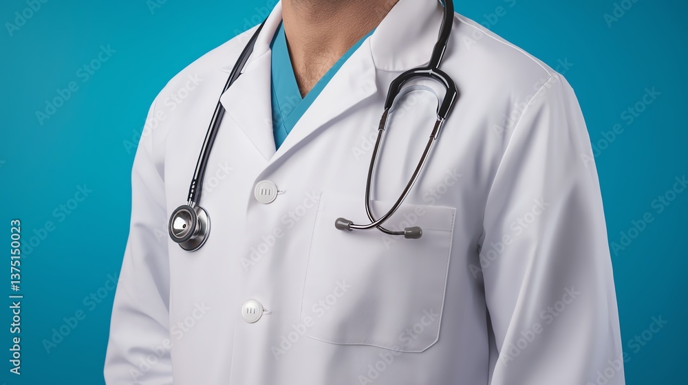 Medical professional in lab coat with stethoscope. Medical professional in lab coat with stethoscope.