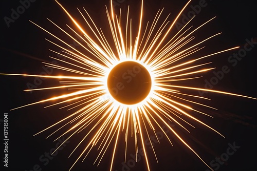 Radiant Sun Flare Burst on Black Background with Stunning Light Effects