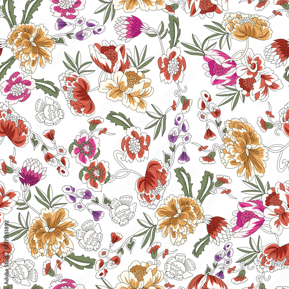 Fototapeta premium seamless floral pattern on white background