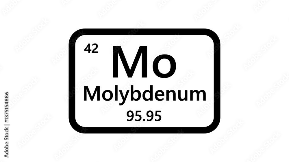 Molybdenum element icon, Periodic table element Molybdenum icon. Element of the periodic table of the Mendeleev system icon animation.