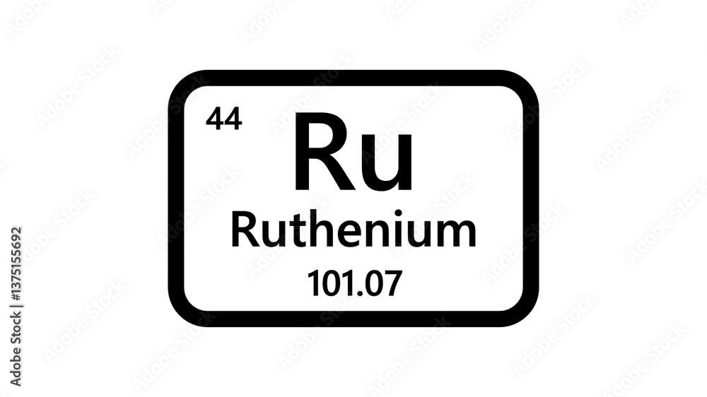 Ruthenium element icon, Periodic table element Ruthenium icon. Element of the periodic table of the Mendeleev system icon animation. Ruthenium element icon, Periodic table element Ruthenium icon. Element of the periodic table of the Mendeleev system icon animation.