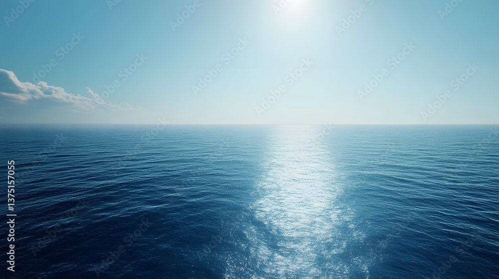 Fototapeta premium Ocean horizon view serene seascape nature photography calm atmosphere