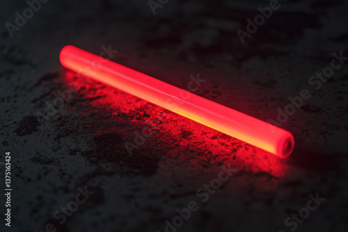 Obraz na płótnie One Red Colored Glow Stick in the Dark w salonie