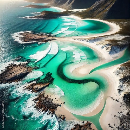 A stunning coastal area with fine snow white sand and emerald tu