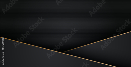 luxurious abstract black gray gold line overlap layers background. eps10 vector