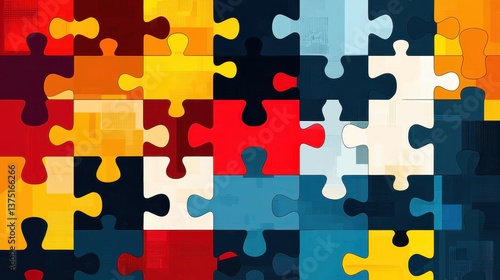 Cognitive engagement with creative puzzle assembly in vibrant digital art