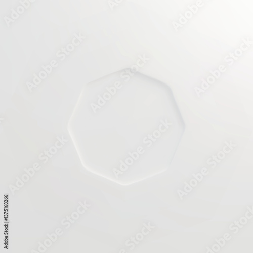 A white hexagonal indentation on a white background, digital design.  Subtle embossed effect, clean and minimalist composition.  Modern graphic element, simple geometric form.
