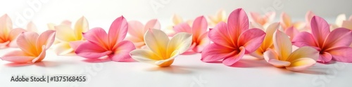 colorful flower petals on a clean white surface, flower, bloom