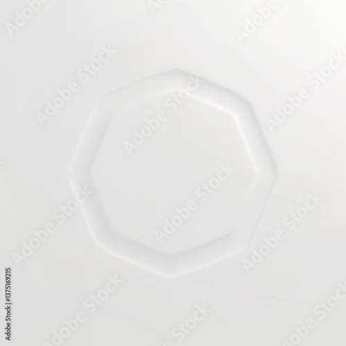 A white hexagonal indentation on a white background, digital design.  Subtle embossed effect, clean and minimalist composition.  Modern graphic element, simple geometric form.
