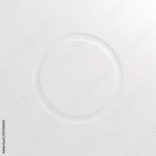 A white ring with a white circular indentation in the center, on a white background, digital design.  Subtle embossed effect, clean and minimalist composition.  Modern graphic element, simple