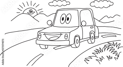 vector illustration coloring book of car