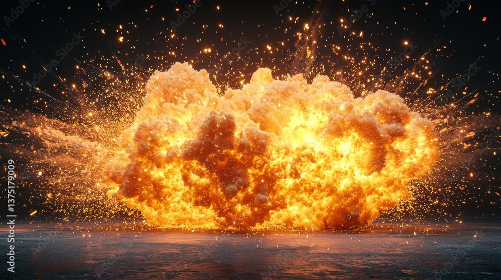 Fototapeta premium Fiery Explosion: A Dramatic Visual of Intense Combustion