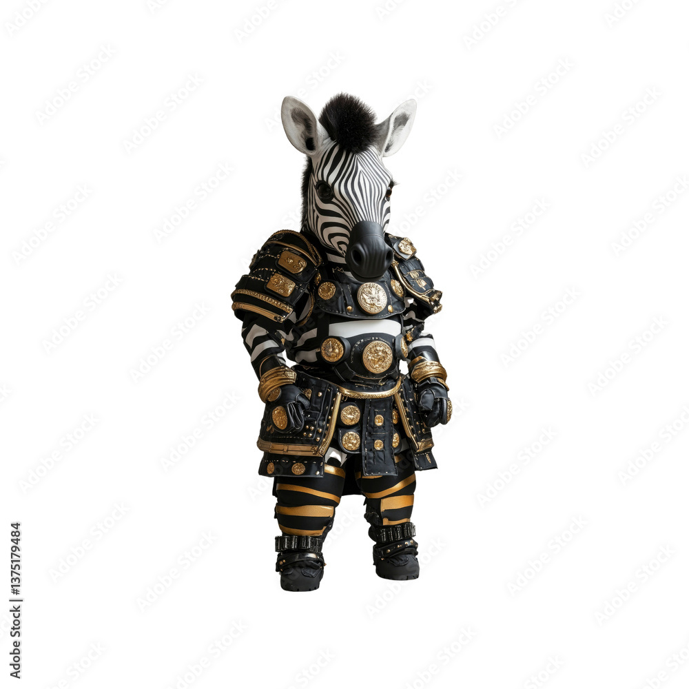 Zebra in Golden Armor - Whimsical Animal Fantasy Zebra in Golden Armor - Whimsical Animal Fantasy