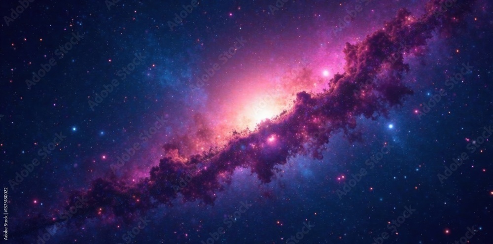 Fototapeta premium Cosmic night sky with shining stars and galaxies, universe, stargazing, cosmos