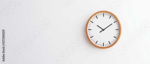 Wallpaper Mural Round wall clock with a wooden frame. the clock face is white with black numbers and hands. the hour hand is pointing to the 12 o'clock position and the second hand is slightly off-center. Torontodigital.ca