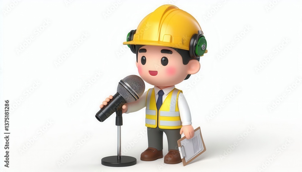 Workplace construction safety engaging 3d cartoon character presentation concept Workplace construction safety engaging 3d cartoon character presentation concept