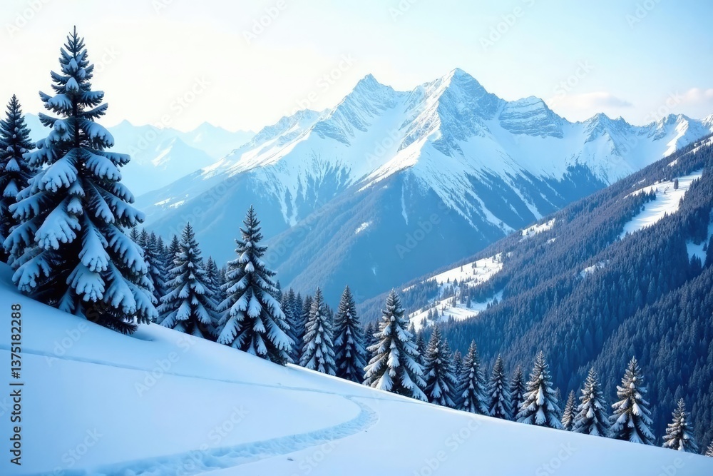 custom made wallpaper toronto digitalCarpathian mountain range covered in a blanket of fresh snow, forest, tree, evergreen