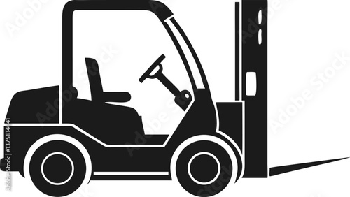 Forklift truck lifting cargo in an industrial warehouse