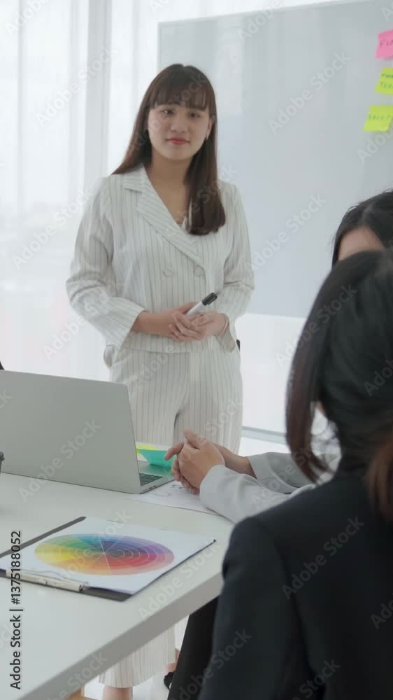 Business project presentation by proficiently skilled businesswoman team leader . Corporate business team collaboration concept . Business project presentation by proficiently skilled businesswoman team leader . Corporate business team collaboration concept .