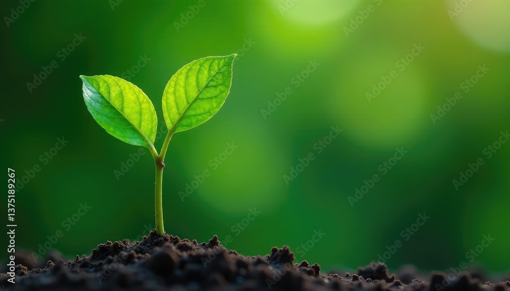 Delicate young tree, slender stem, vibrant green leaves , foliage, young, life Delicate young tree, slender stem, vibrant green leaves , foliage, young, life