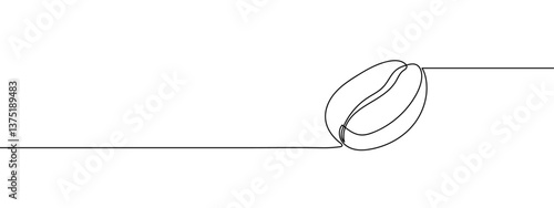 Continuous line coffee beans vector illustration with transparent background editable stroke.