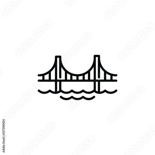 Bridge icon. Simple line art illustration of a famous bridge over water, inspired by Venice iconic architecture. Perfect for cultural themes related to Italy. Vector illustration