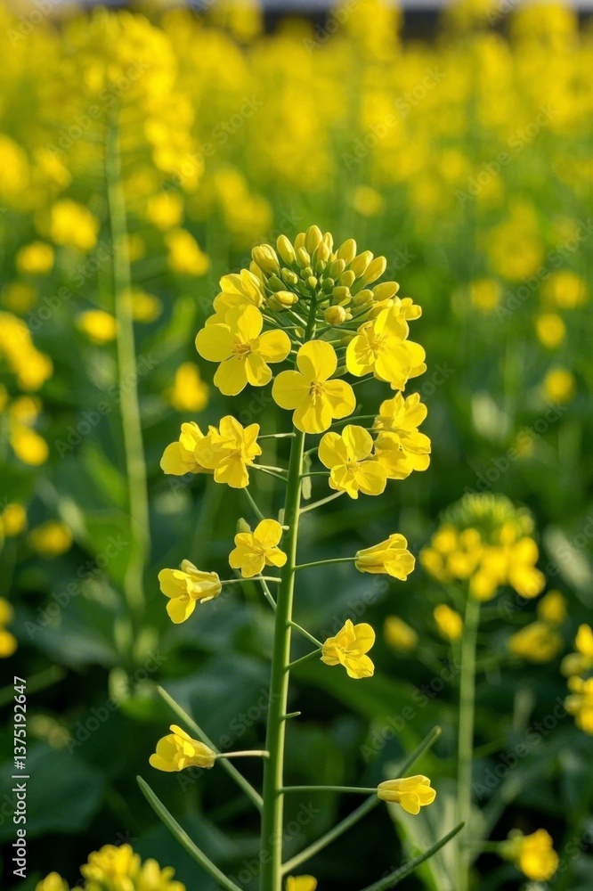 Obraz premium yellow flowers in a field of green leaves and yellow flowers