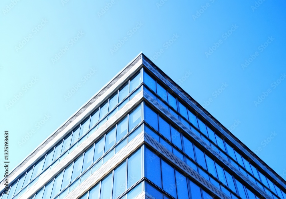 Modern Office Building Corner Against Clear Sky Modern Office Building Corner Against Clear Sky